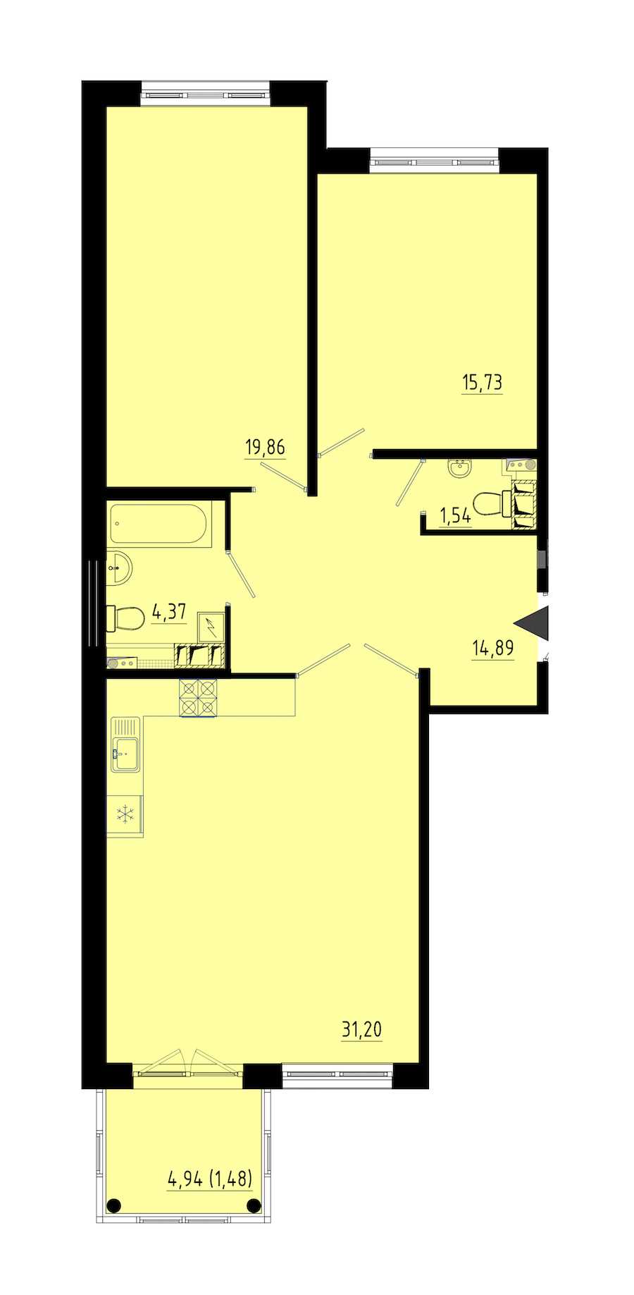 Двухкомнатная квартира в : площадь 88.2 м2 , этаж: 1 – купить в Санкт-Петербурге
